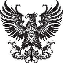 Obraz premium Soaring Eagle: A Powerful Vintage-Style Vector Illustration