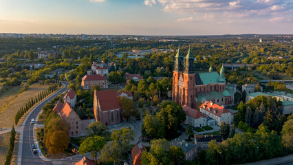 Naklejka premium Ostrów Tumski in Poznań aerial view, Poland