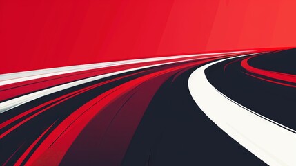 Vibrant abstract image featuring dynamic curves with a contrast of red and black colors conveying motion and energy