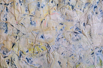 Volumetric strokes of acrylic paint of different colors as an abstract background.