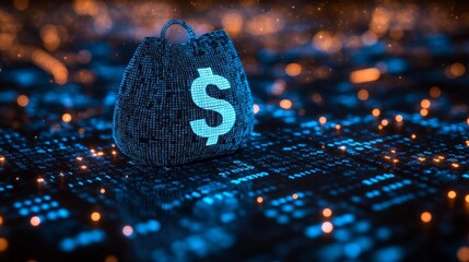 Digital Money Bag with Dollar Symbol Generative AI