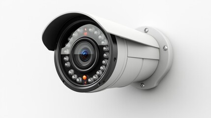 Surveillance Camera on White Wall Generative AI