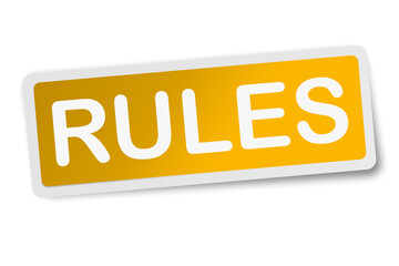 Rules square sticker isolated on white