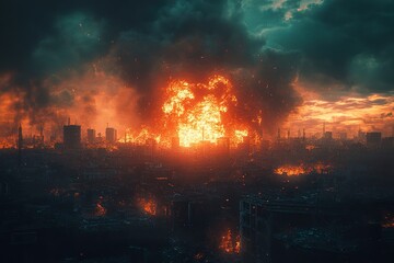 Fototapeta premium World War and Nuclear Destruction Humanitys Final Days
