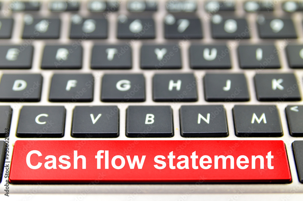Poster cash flow statement word on computer space bar