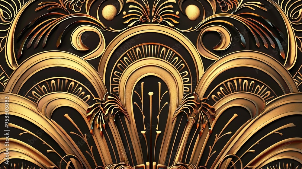 Aufkleber vector abstract art design luxury pattern in gold. generative ai