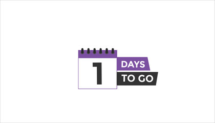 1 days to go Countdown number banner templates. time icon. Vector Illustration 