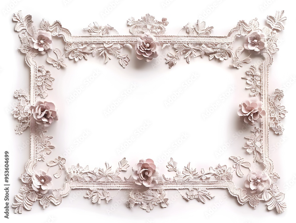 Poster elegant lace frame with delicate patterns and soft edges for romantic and vintage themes
