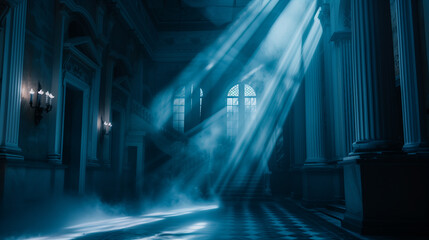 "Urban Majesty: Architecture Building Background with Cinematic Lighting"