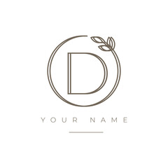 letter d leaf logo simple minimalist design vector