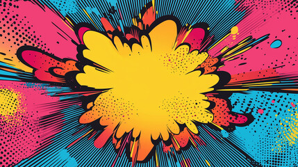Pop art concept Explosion splash or tense stage background. Colorful background in pop art retro comic style.