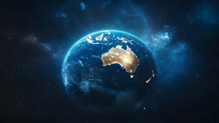 Fototapeta premium Earth from Space with Australia Illuminated at Night