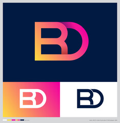 R and D letters. RD monogram consist of connected letter.