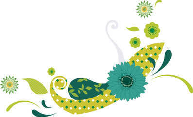 Vintage vector illustration of a green floral elements, perfect for wedding card design