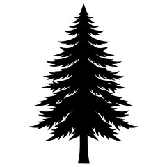 Obraz premium Single fir tree Black silhouette Vector illustration isolated on a white background