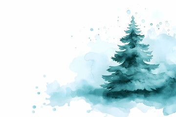 Watercolor Abstract Christmas Tree Background