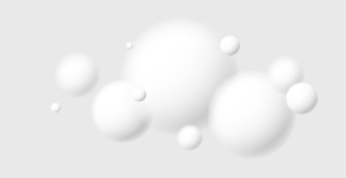 Defocused light levitating spheres atmospheric ambient vector background, 3D balls dynamic design, soft and easy futuristic wallpaper.