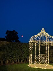 Gazebo under red moon