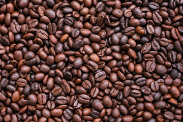 Roasted coffee beans for background