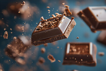 Delicious Dark Chocolate Squares Falling With Sprinkles