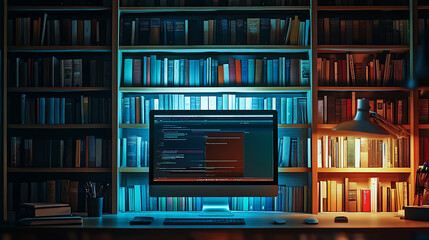 Digital library houses a vast collection of books with computer