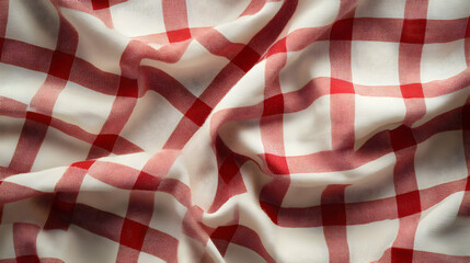 Obraz premium Red and White Gingham Fabric Texture Background