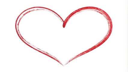 A delicate, hand-drawn heart outline with subtle texture and gentle curves, set against a crisp white background, perfect for illustrations, logos, and designs.