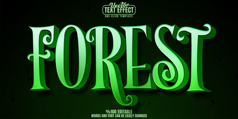 Forest editable text effect, customizable mystery and nature 3d font style