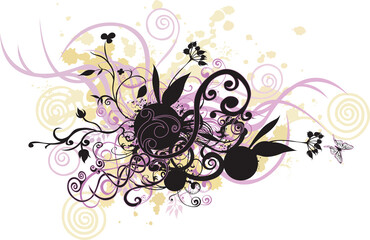 Ornate floral scroll pattern with grunge texture, perfect for tattoo or vintage d&eacute;cor