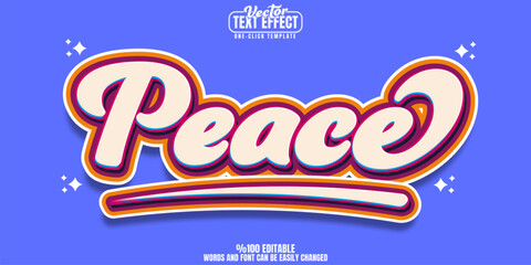 Retro editable text effect, customizable peace and vintage 3d font style