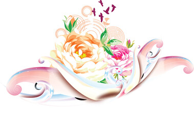 white background with flowers Floral backdrop with vibrant blooms