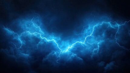Lightning in the dark sky. Blue lightning background. Abstract stormy weather background.
