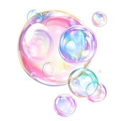 Colorful soap bubbles isolated on a white background, vector illustration design with pastel rainbow colors