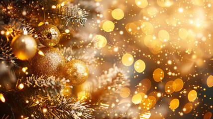 A tree with a gold ornament hanging from it,