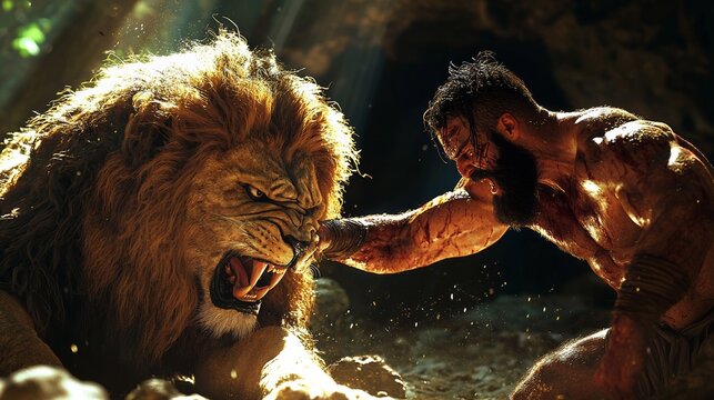 Vivid Scene of Hercules Wrestling the Nemean Lion: The Legendary Battle in Greek Mythology
