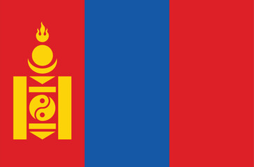 National flag of Mongolia. Mongolian flag. Vector illustration.