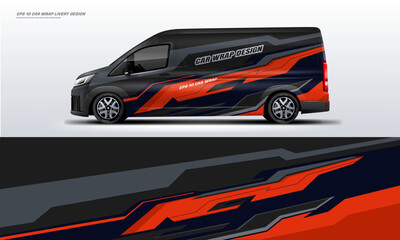 Sporty black van wrap livery design