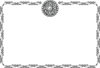 Rectangular Frame - Celtic Curved Lines Border - Round Medieval Shield