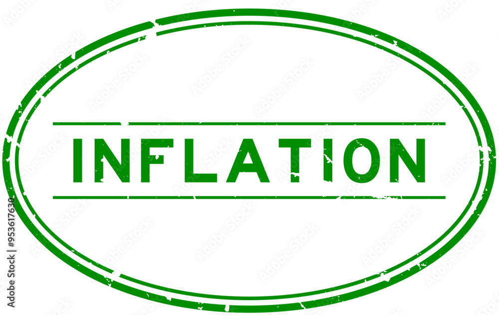 Canvas Prints Grunge green inflation word oval rubber seal stamp on white background