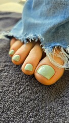 Fototapeta premium The beauty of the natural nails.Women's pedicure. New trendy nail arts.fashion and beauty concept