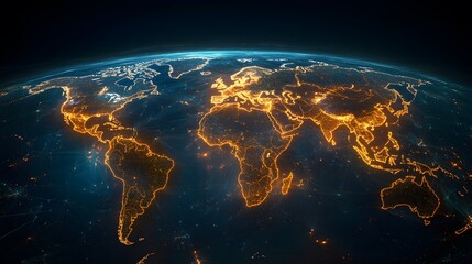 Global Trade: A world map with shipping routes highlighted, showcasing the interconnectedness of global trade. 