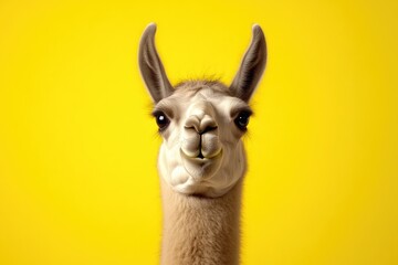 Fototapeta premium Playful Llama with Tilting Head in Studio