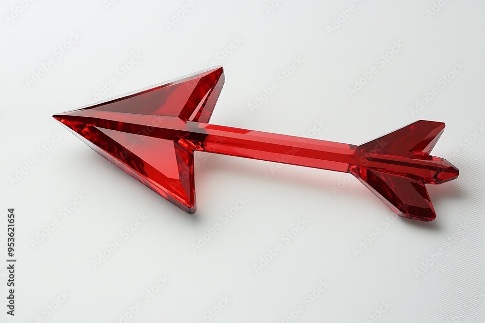 Aufkleber vivid 3d ruby red arrow split object on white background