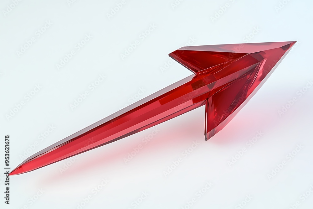 Aufkleber futuristic 3d ruby red arrow-shaped object split on white background