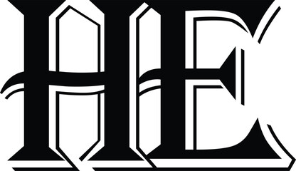 abstract new HE logo ert design.