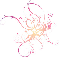 Floral pattern design featuring pink flowers and swirling butterflies, perfect for decorative element or card background