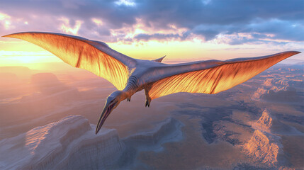 Extinct Quetzalcoatlus, Largest Flying Animal Ever, Soaring Over Prehistoric Desert
