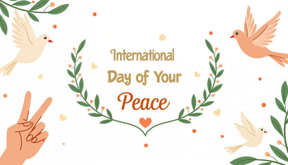 International Peace Day Banner. Dove Vector Graphic of international day Peace good Celebration. Flat Design