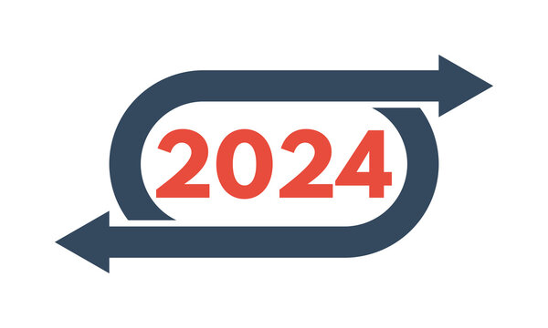 2024 numbers with two arrows vector sign