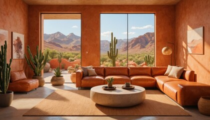 A minimalist living room inspired by desert landscapes